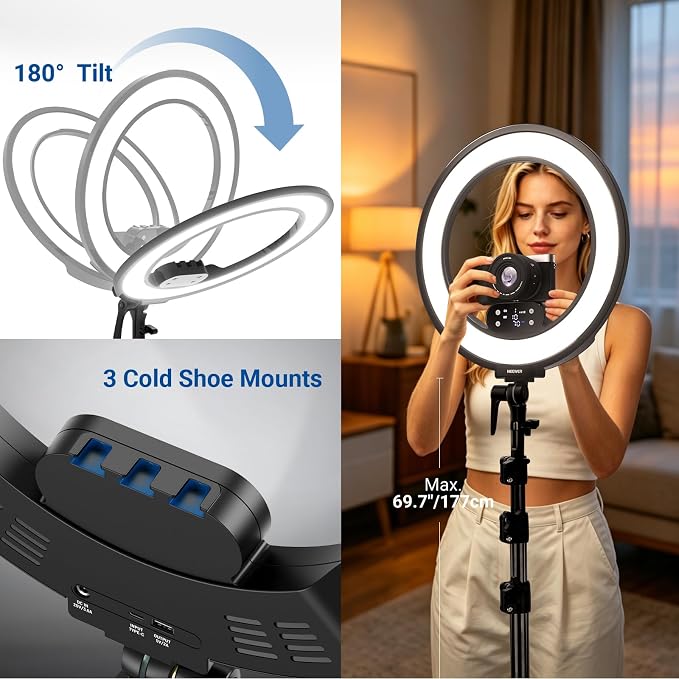 NEEWER 18" Ring Light, Wireless Professional Edge Lit Lighting - Image 9