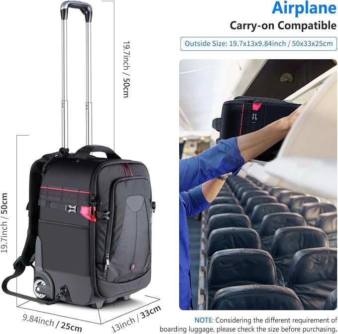 Neewer 2-in-1 Rolling Camera Backpack Trolley Case - Image 3