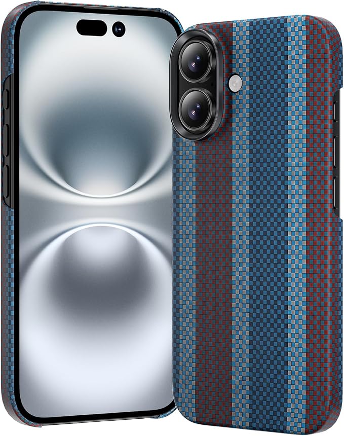 toushion 3 in 1 for iPhone 16 Case Carbon Fiber Red&Blue, Fits MagSafe by Unknown