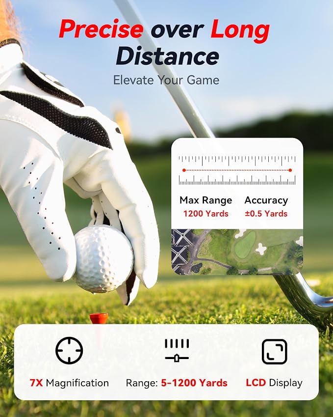 REDTIGER Golf Rangefinder, 7X Magnification 1200 Yards Laser Range Finder - Image 3