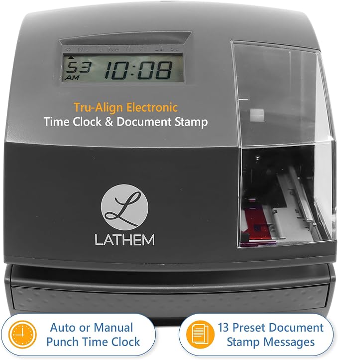 Lathem 1600e Time Clock Punch Machine & Document Stamp, Time Keeping System - Image 2