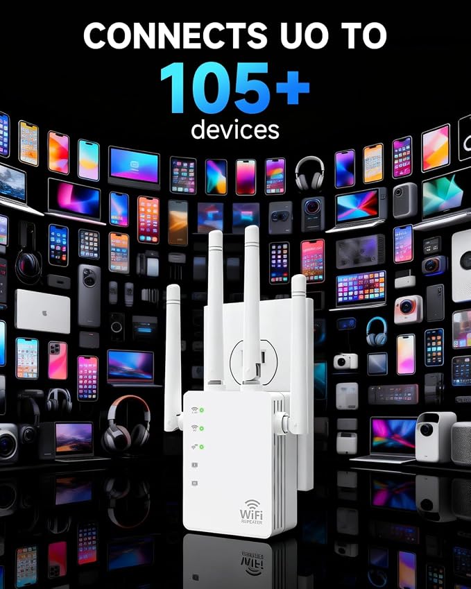 1200Mbps Dual-Band WiFi Extender | 12880 Sq.ft Coverage, Supports 105 Devices - Image 3