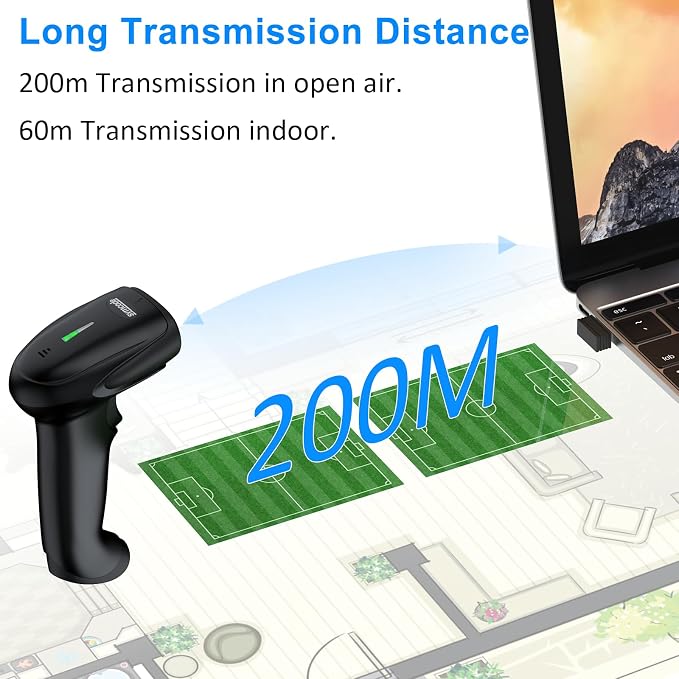Symcode 2D Wireless Barcode Scanner, 1D QR Bar Code Reader Scanner Automatic - Image 4