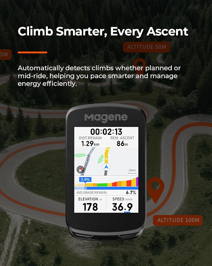Magene C606 V2 Bike Computer GPS – 2.8" Color Touchscreen, Live Segments - Image 3