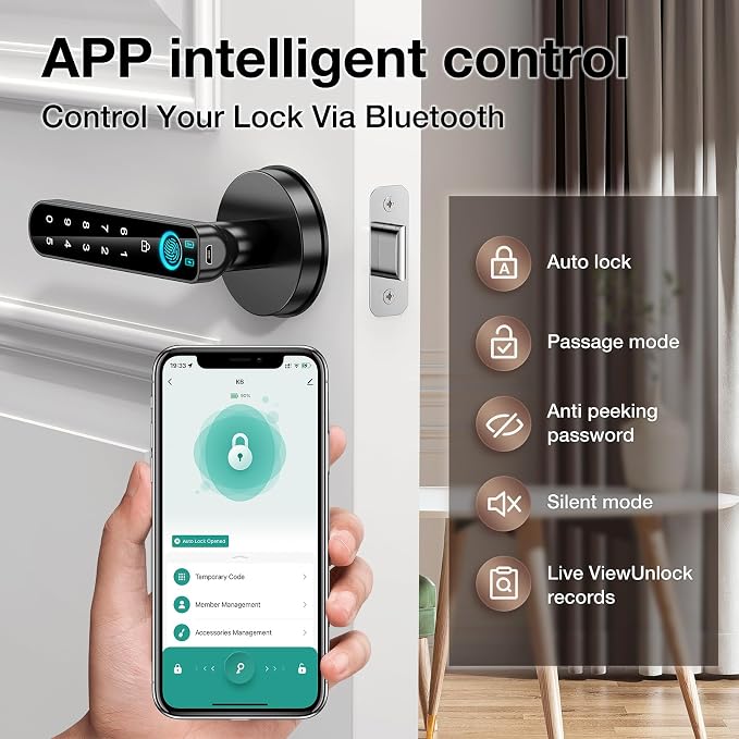 Fingerprint Door Lock- Smart Door knob, biometric Door Lock，with passcode - Image 3