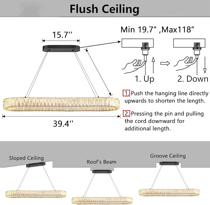 HAIXIANG LED Long Chandeliers for Dining Table Modern Chandelier Dimmable - Image 2