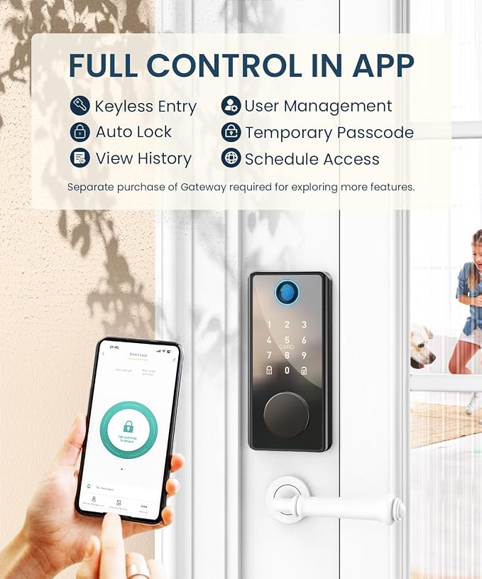 Keyless Entry Smart Deadbolt Lock – Keypad Fingerprint Touchscreen & App Control - Image 4