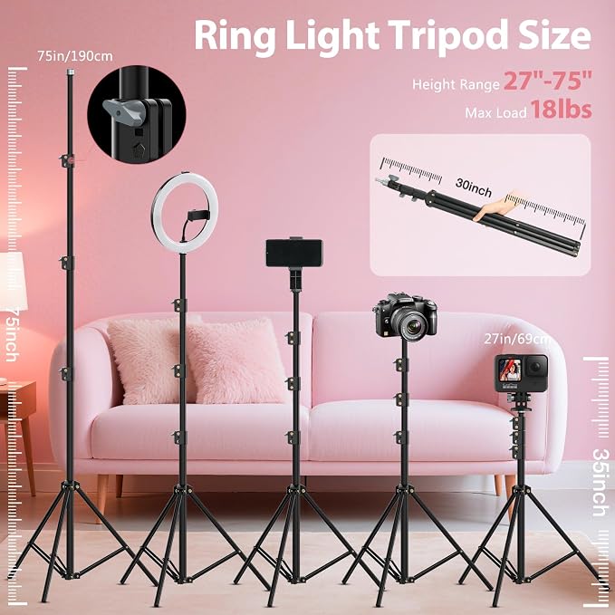 Ring Light with Stand 22inch Kit: Professional Ring Light Overhead Tripod - Image 6