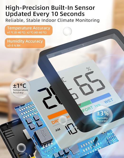 NOKLEAD Indoor Thermometer Hygrometer, Mini Desktop Digital Temperature and - Image 4