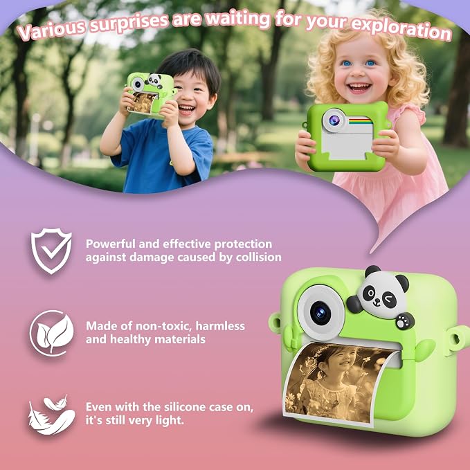 Kids Camera Instant Print with Color Printing Paper and Protective Case 32GB - Image 4