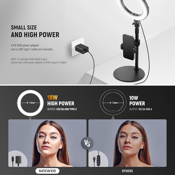 NEEWER 18W 8" Desk Ring Light - Image 5