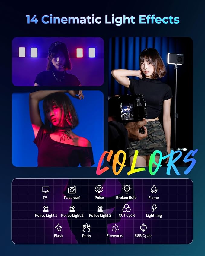 SmallRig RM 25C Mini LED RGB Video Light, 3100mAh Battery, HD LCD Display - Image 6
