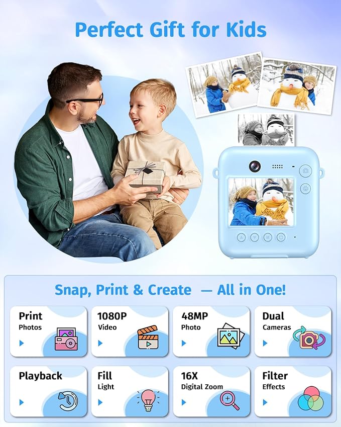 Instant Camera, Dual-Lens Kids Camera Instant Print - Image 2