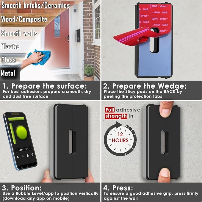 No Drill Adjustable 25 to 55 Degree Doorbell Angle Mount - Image 6