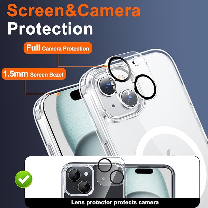 for iPhone 15 Case Clear with Privacy Screen Protector and Full Camera - Image 6