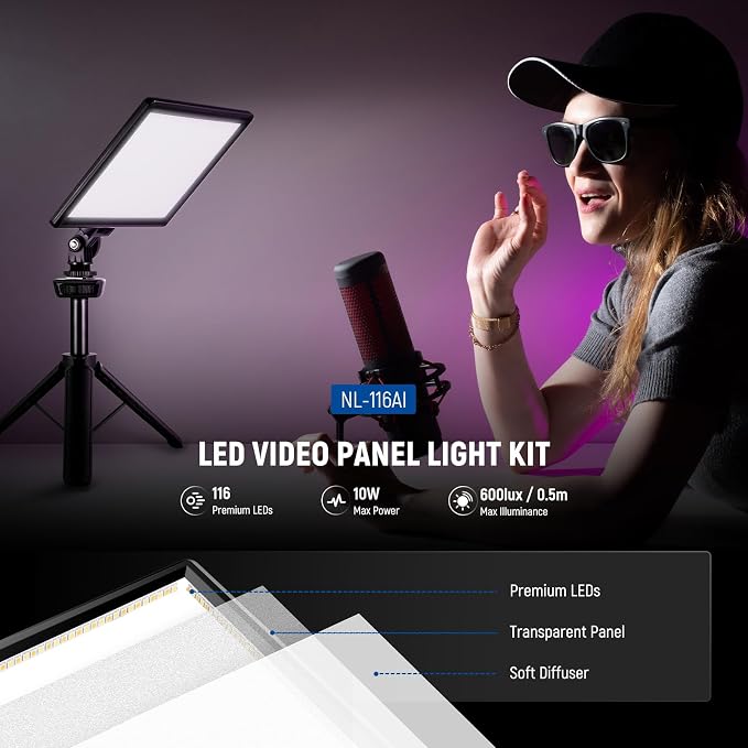 NEEWER 9" LED Video Light Panel, Dimmable DSLR Camera Soft Lighting - Image 2