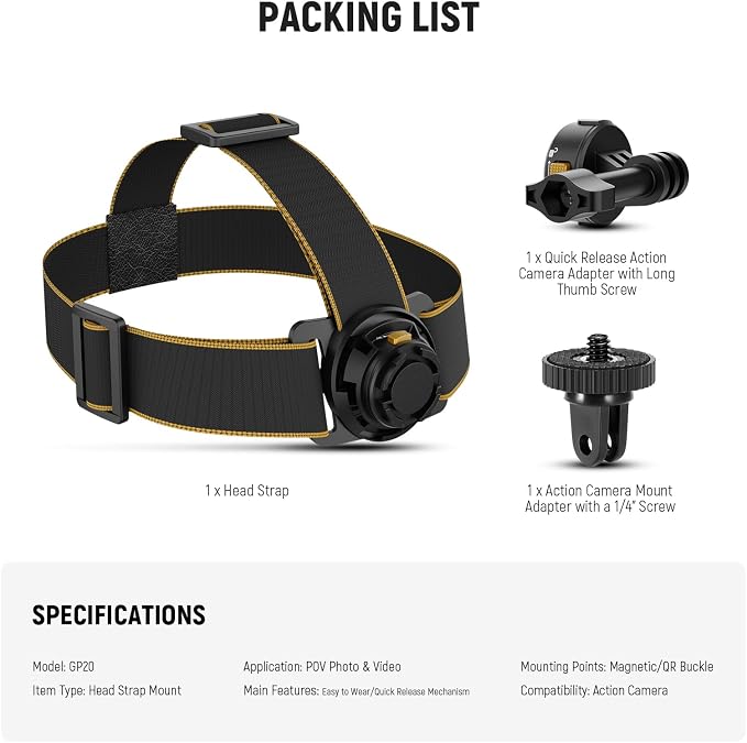 NEEWER Head Strap Mount for Action Camera, Magnetic Quick Release Head Mounted - Image 7