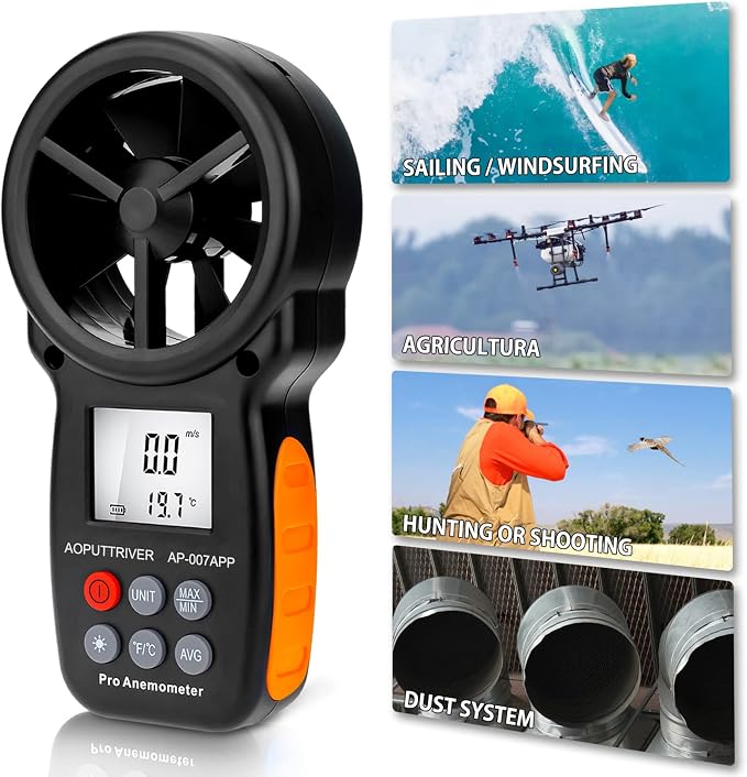 Digital Anemometer Bluetooth, Air Flow Velocity Meter Measuring Wind - Image 7