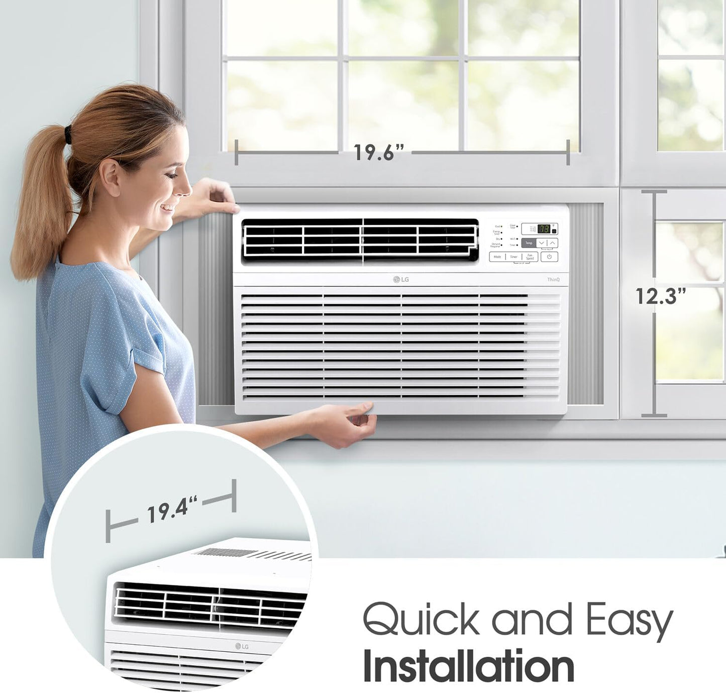 LG 10000 BTU Smart Wi-Fi Enabled, Ultra-Quite, Quick and Easy Installation Window Air Conditioner with Remote, ThinQ Technology, Washable Filter, Eco-Friendly R32 Refrigerant (White)