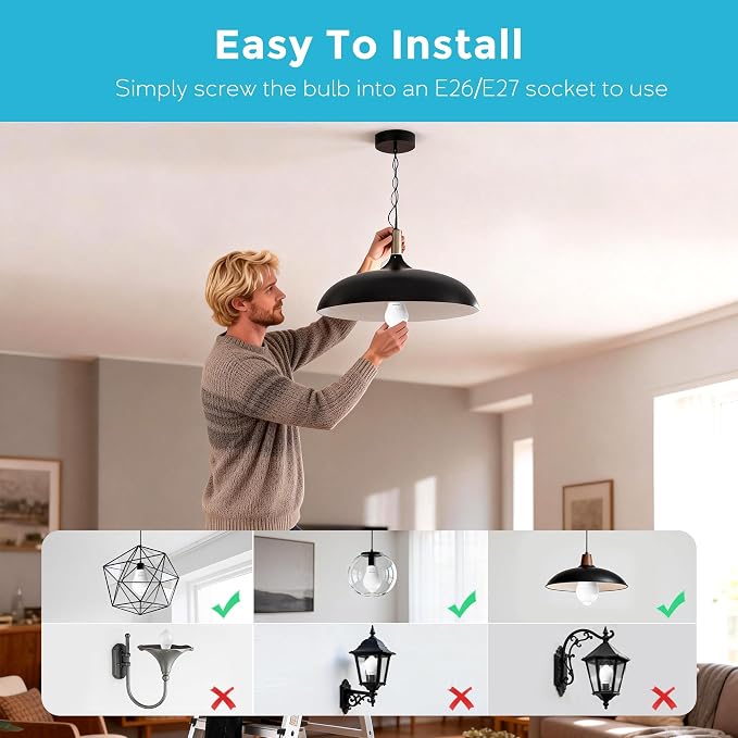 6 Pack Motion Sensor Light Bulbs, 12W Motion Detector Light Bulb, Dusk to Dawn - Image 6