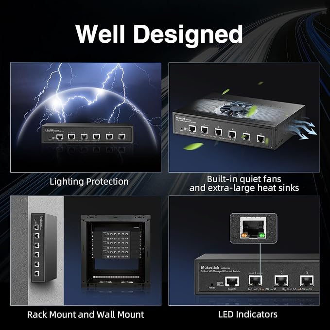 MokerLink 5 Port 10G Managed Ethernet Switch, 10G/5G/2.5G/1G Auto-Adaptive - Image 8