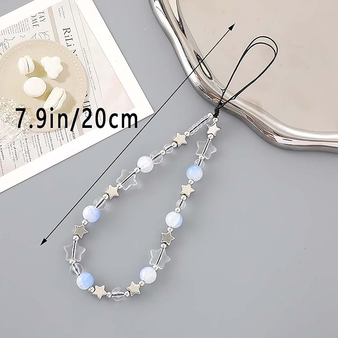 Beaded Phone Charm Lanyard Strap Girly Style Fixed Beads Pearl Lanyards - Image 5