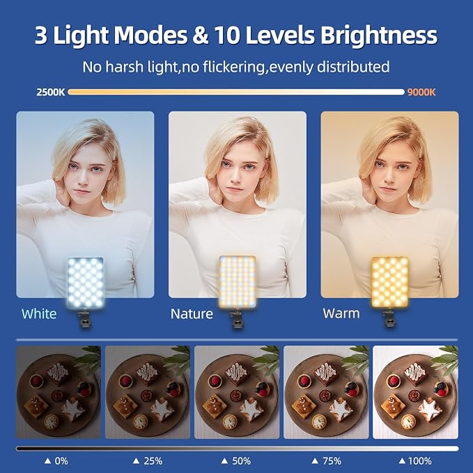 Led Selfie Light, Phone Clip, 3000mAh Rechargeable, Photo Light - Image 2