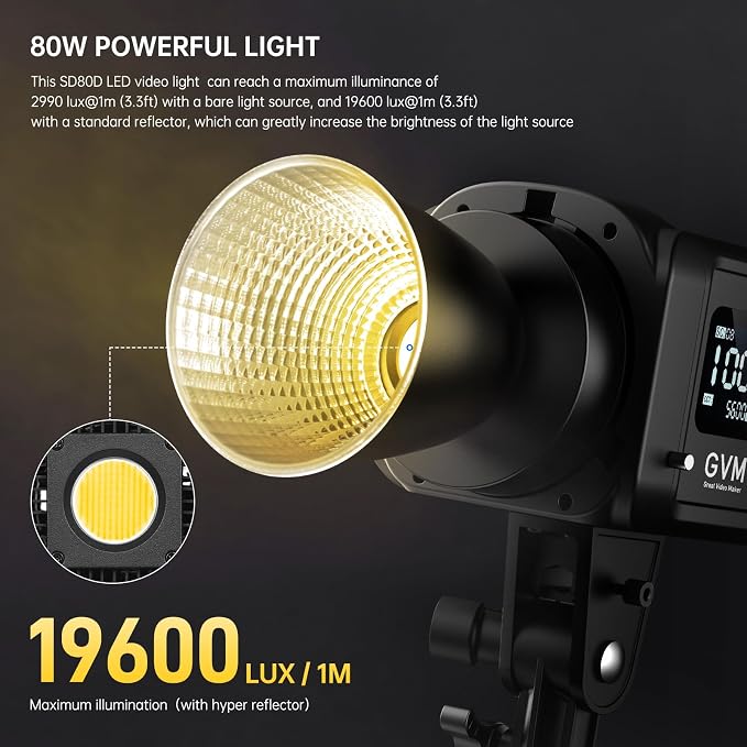 GVM 80W LED Video Light with Lantern Softbox and Tripod Stand Kit, Bi-Color - Image 2