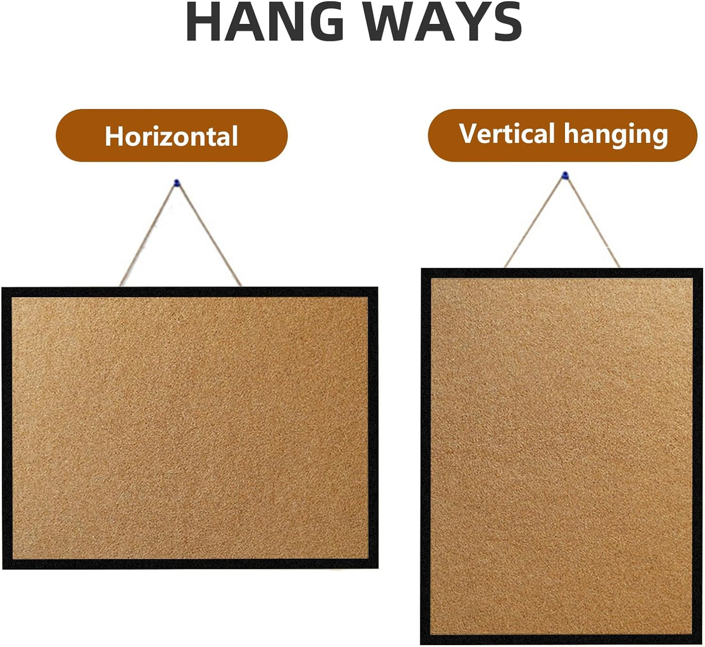 16” x 24” Cork Boards for Walls with Black Wooden Frame 1pack, Double Sided Office Board for Wall Organizer, Bulletins Board Decorative Hanging Pin Board for School, Home & Office, Notice Board