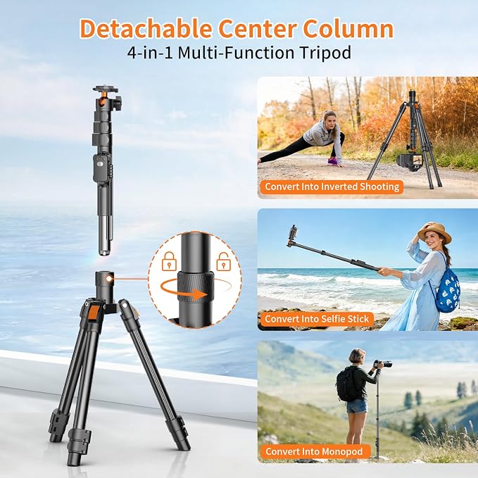 XXZU 75" Camera Tripod, Tripod For Camera Phone - Image 4