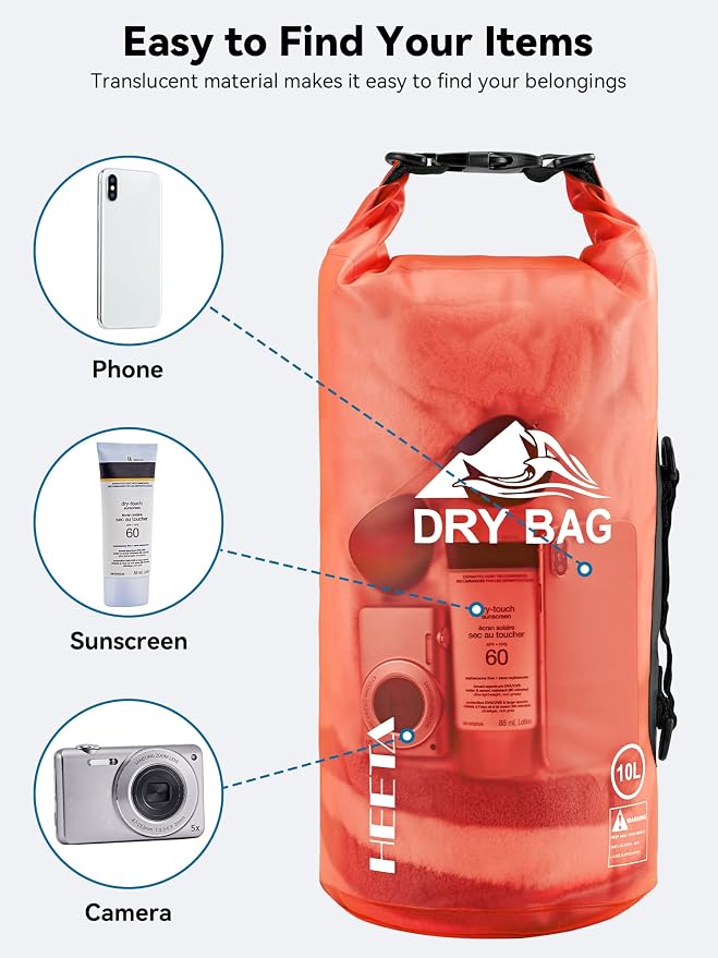 HEETA Dry Bag Waterproof for Women Men, 5L/10L/20L/30L/40L Roll Top Lightweight - Image 7