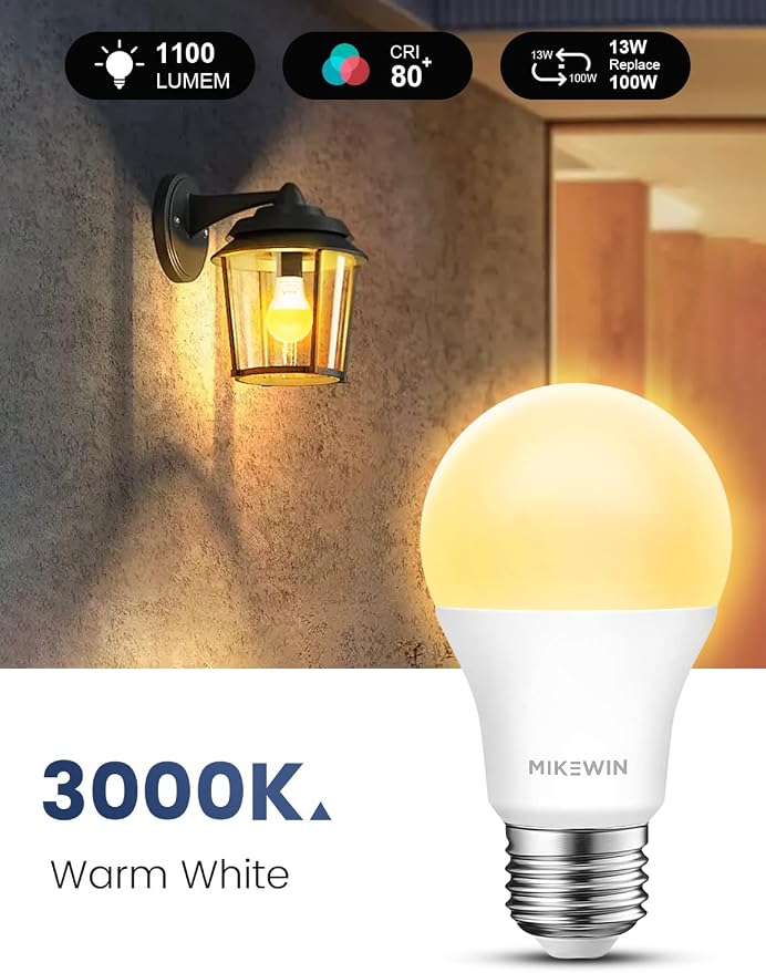 Dusk to Dawn Light Bulbs Outdoor, 3000K Warm White, 12W Auto ON/Off Light - Image 2