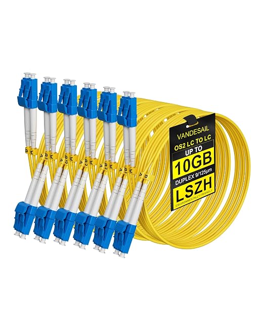 6 Pack LC to LC Fiber Patch Cable OS2 0.5m, Individually Tested LC Single Mode by VANDESAIL