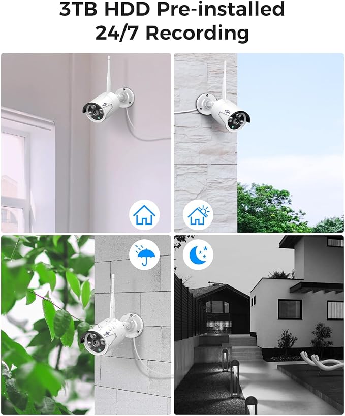 Hiseeu Home Security System, 24/7 Recording 5MP Wired Plug-in Powered Outdoor - Image 3