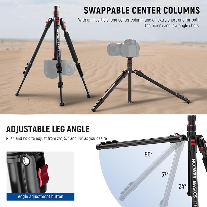 NEEWER Basics TP15 Camera Tripod Monopod, Ball Head Not Included - Image 4