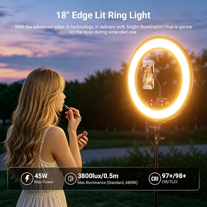 NEEWER 18" Ring Light, Wireless Professional Edge Lit Lighting - Image 2