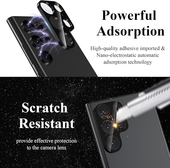4 Pack Camera Lens Protector for Galaxy S22 Ultra, 9H Tempered Glass Camera - Image 5