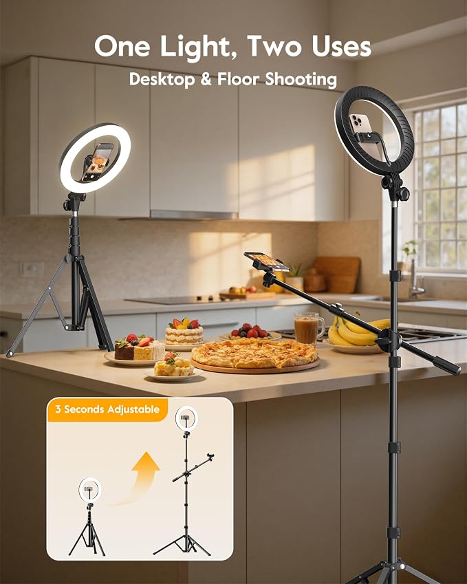 Soft Ring Light with Stand & Dual Phone Mount, LUXSURE Phone Tripod with Ring - Image 4