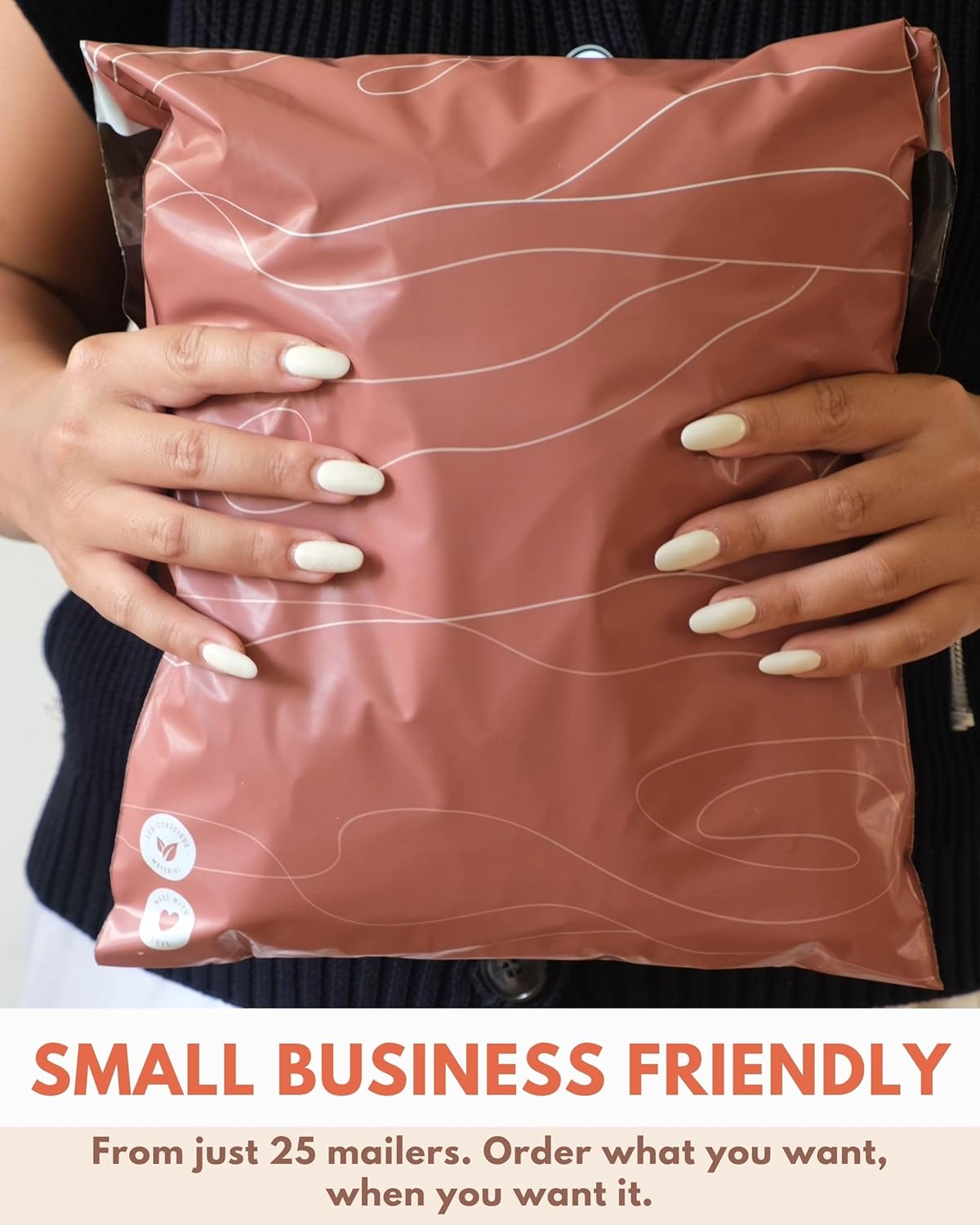 Poly Mailers 6x9-25 Pack Biodegradable Shipping Bags for Stationery and Small Accessories - Impack Self-Seal Waterproof Thick Mailing Envelope for Small Items - Tidal Terracotta