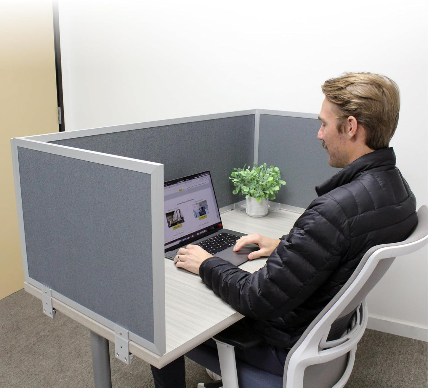 OBEX Acoustic Mounted Screen Privacy Panel Table Top Separator, Sound Blocking Desk Divider (Graphite, 18" X 42")