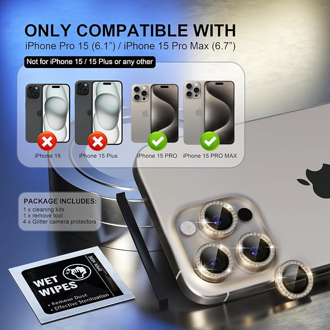 Choiche Compatible for iPhone 15 Pro/iPhone 15 Pro Max Camera Lens Protector - Image 2