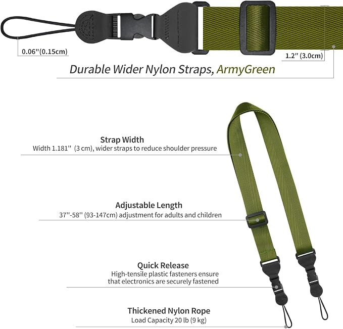 FIEIL Nylon iPad Strap, Adjustable Camera Neck Strap, Comfortable Shoulder Strap - Image 6