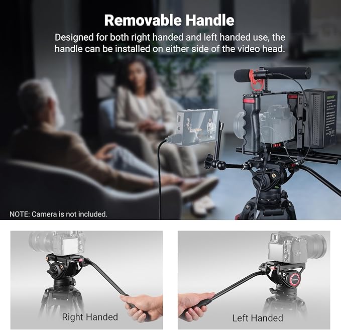NEEWER 74" Video Tripod with Fluid Head, QR Plate, Aluminum Heavy Duty Camera - Image 6