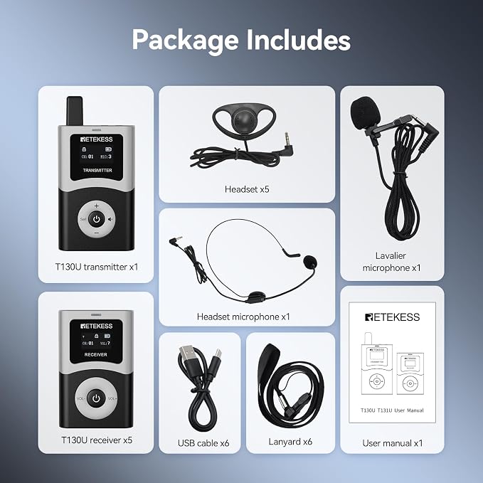 Retekess T130U Wireless Tour Guide System, 200 m, HiFi U-Band Digital Sound - Image 9