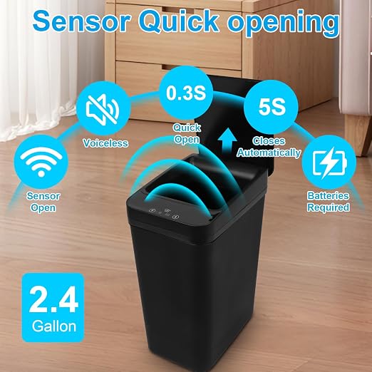 2 Pack Bathroom Trash can, Smart Touchless Trash Can, Automatic Motion Sensor - Image 5