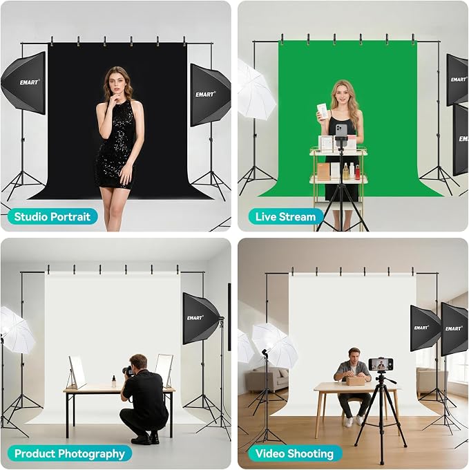 EMART 8.5 x 10 ft Backdrop Support System, Professional Photography Lighting Kit - Image 5