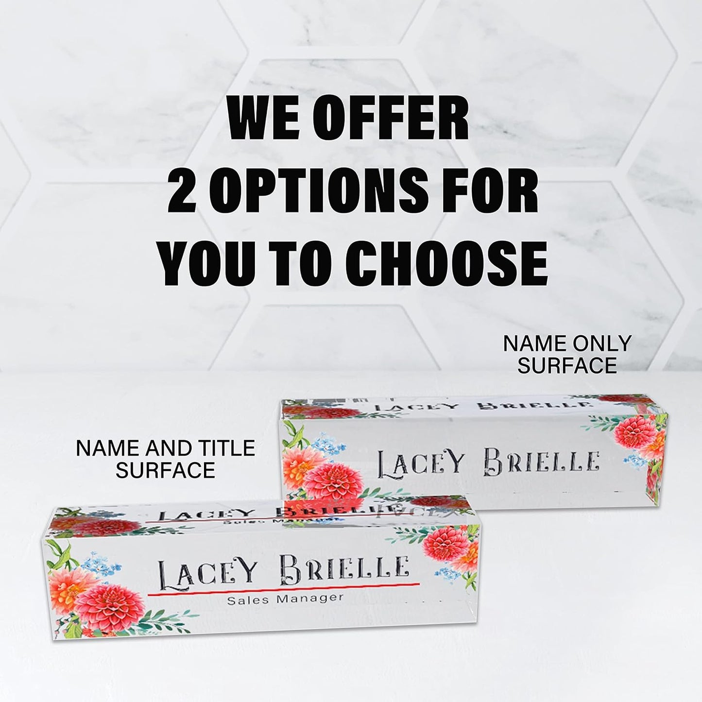 Desk Name Plate Personalized | Office Decor | Name Tags | Desk Decorations for Women Office… (Dahlia)