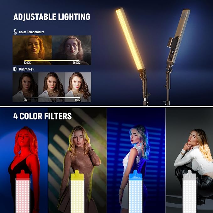NEEWER Handheld 2.4G LED Video Light Stick Kit, Upgraded 40W Dimmable - Image 4