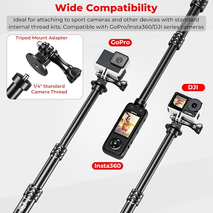 VAZESWIN Aluminum Alloy Motorcycle Camera Mount Kit - Image 3