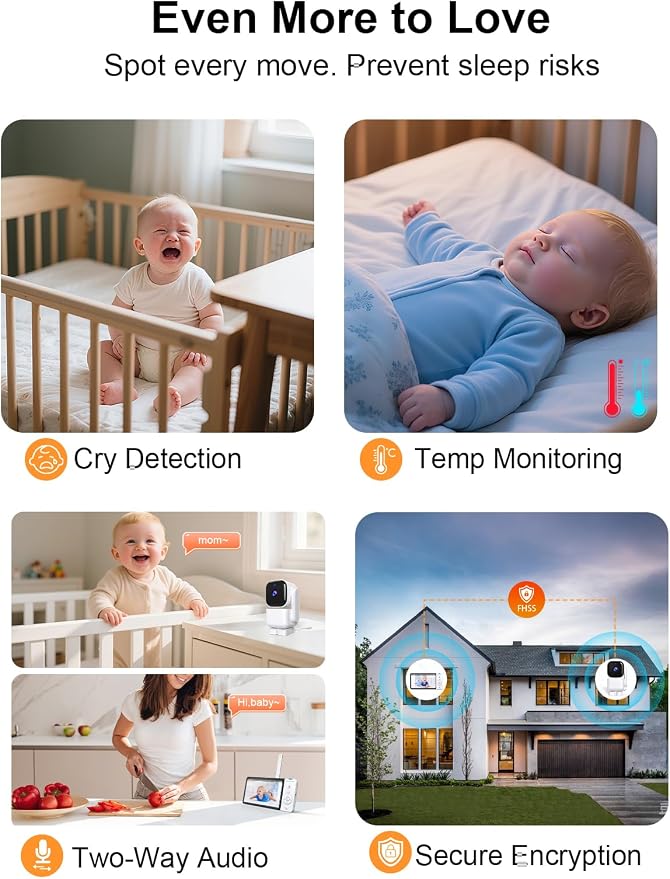 Smart Baby Monitor with 2 Cameras and Phone App, Dual Mode, Auto Motion Tracking - Image 9